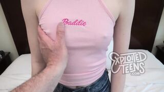 Exploitedteens: This petite redhead teen with perfect tiny tits sucks cock on PornHD