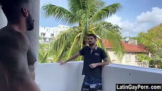 Latin boy climbs into neighbors room for gay sex