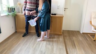 Fat mother-in-law pees like an animal and son-in-law watches and jerks