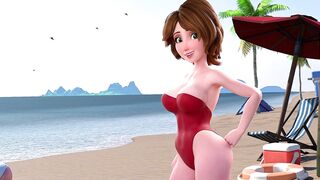Sex on the Beach with Slutty Cass (HQ 3D Anime Porn) Eng Sub