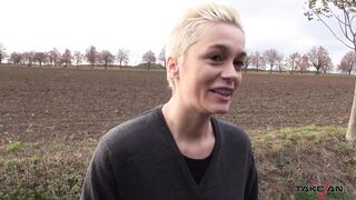 Takevan Milf blond lost all clothes & dude in van help to fuck her