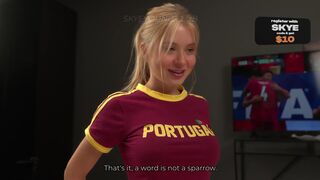 Horny fan in jersey receives cum during match
